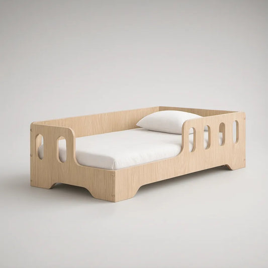 Łóżko dziecięce z barierkami 140 x 70 cm, naturalny jasny dąb